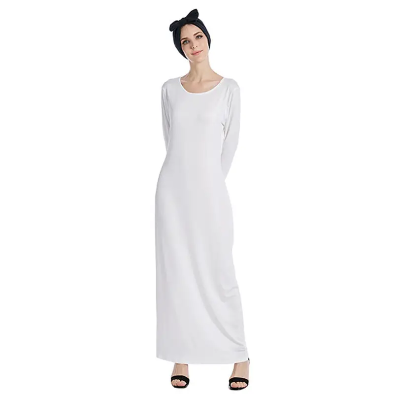 Shopping Online moda donna morbido elastico fondo islamico vestito donna interno abito lungo Abaya