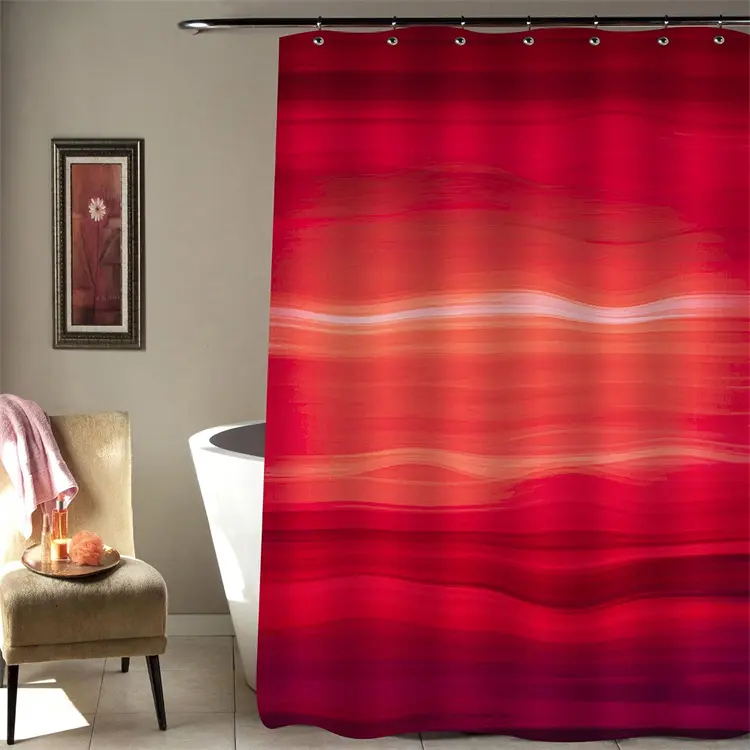 Tenda da doccia rossa ombra tenda da doccia astratta oceano Standard bordeaux moderno tessuto onde tenda da doccia per la decorazione del bagno