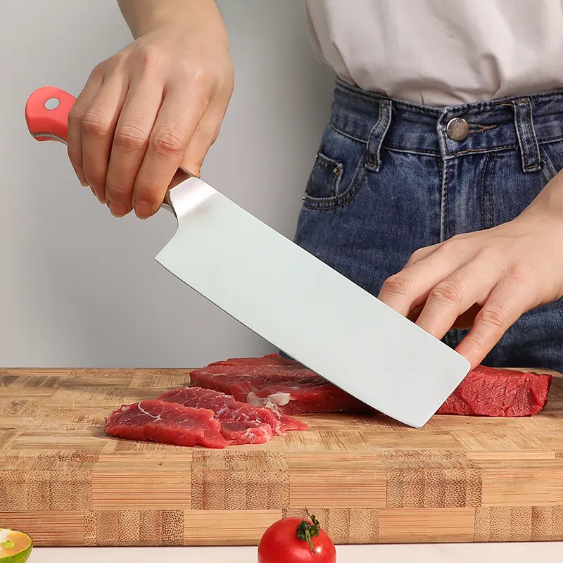 Tututuo özel Logo yüksek karbon paslanmaz çelik 7 inç sebze kesme Nakiri balta mutfak bıçağı ile ABS kolu