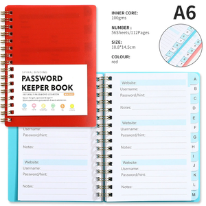 Factory Wholesale Password Keeper Book PP A6 112 Seiten Benutzer definiertes Spiralspulen-Notizbuch mit Mark Tab-Notizbuch