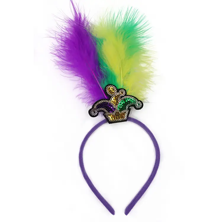 Conjunto de acessórios para fantasia de Mardi Gras, saia tutu de penas falsas, máscara de cabeça, contas de Mardi Gras, penas de boa para mulheres e meninas