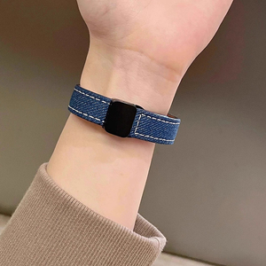 Saat kayışı serisi için yeni stil saat kayışı sonbahar ve kış denim manyetik apple saat bandı - Product Image 5