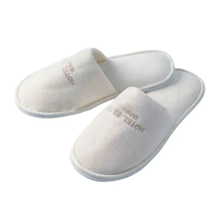 Cao Cấp 100% Cotton Closed Toe Sạn Terry Khăn Dùng Một Lần Dép