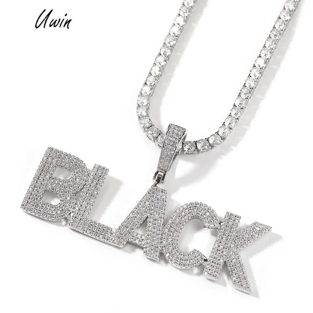 Bling Bling 3 Row Diamonds Name Pendant Custom Name Necklace New Arrival Letter Pendant Hiphop Jewelry