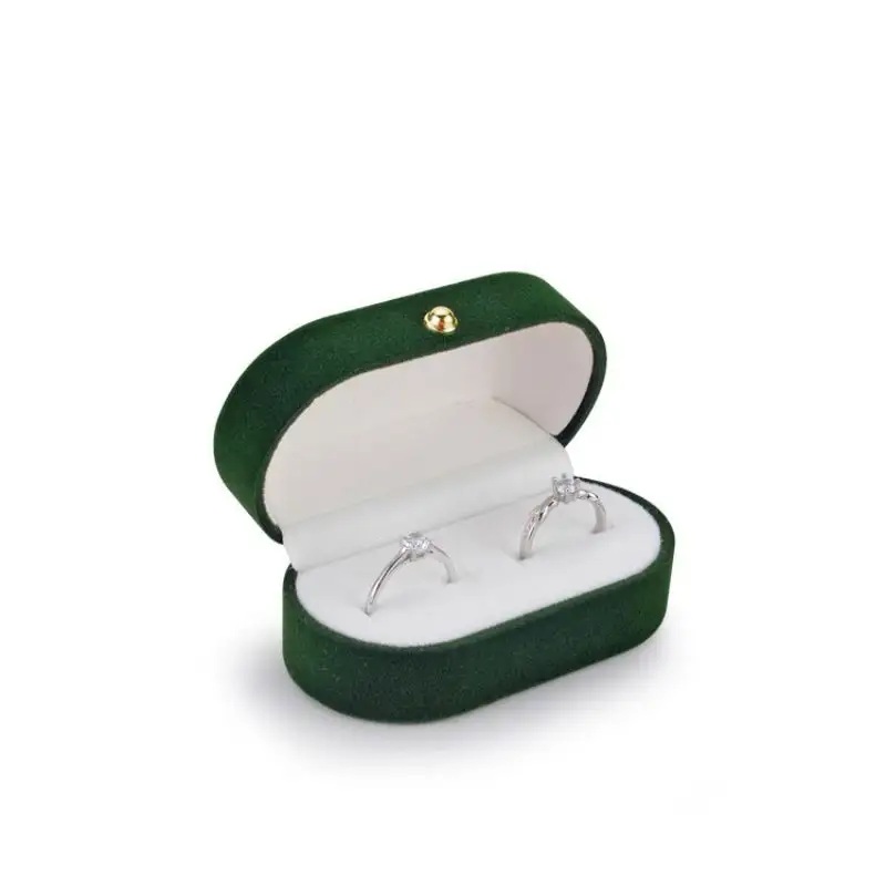 Caja de anillo de joyería de viaje de cuero pu Lisa pequeña de lujo de China para embalaje de dos anillos