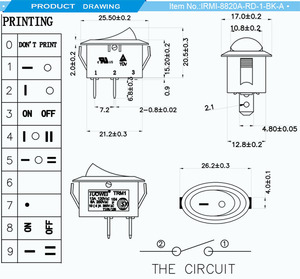 Tuowei anahtarı tedarikçisi 13A ~ 120V 6A ~ 250V 10 (4) A ~ 125V T105 2 pin küçük rocker anahtarı devre kesici - Product Image 6