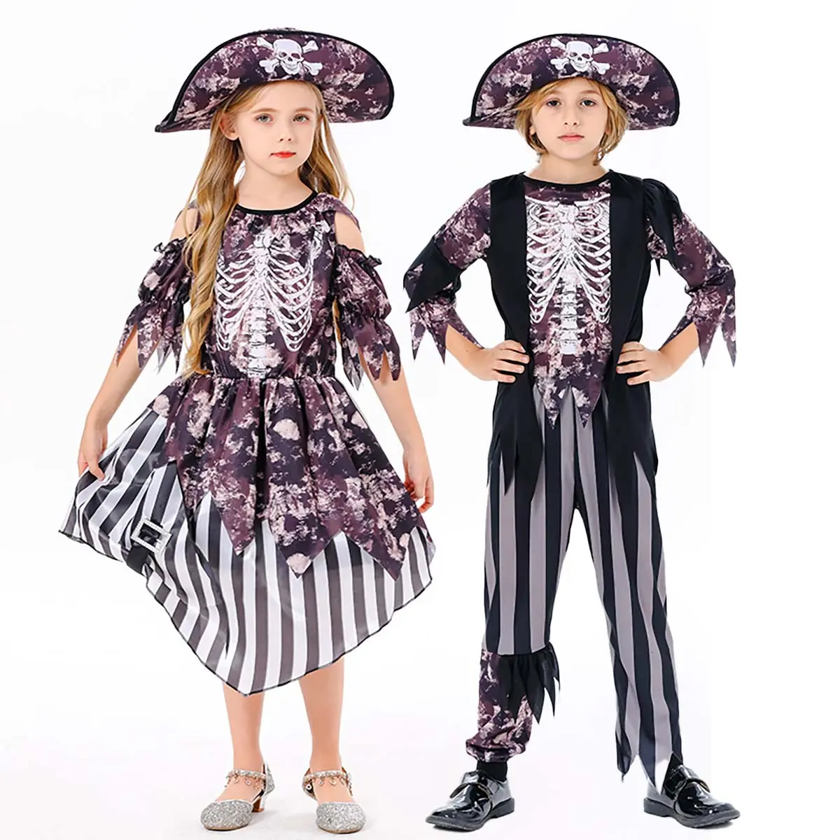2024 Новая мода Девочка Мальчик призрачный корабль пиратский костюм ZMHC-015