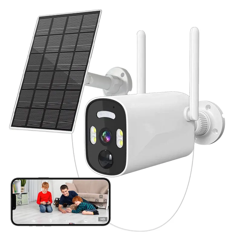 Cámara tipo bala de 4MP Batería solar Energía WiFi CCTV Cámara DE SEGURIDAD IP Inalámbrica 2K HD Cámara solar para exteriores