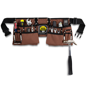 <strong>11</strong>-Pocket Brown &amp; Black Heavy Duty Construction <strong>Tool</strong> Belt Work Apron &amp; Pouch Quick Release Buckle OEM Customizable Poly Web <strong>Bag</strong> - Product Image 1