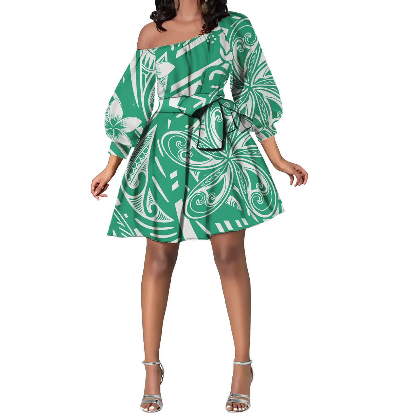 Полинезийское этническое дизайнерское индивидуальное зеленое платье без бретелек, летнее супер мягкое дышащее мини-платье принцессы
