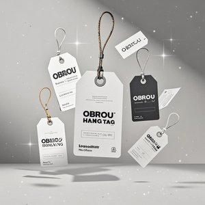 Obrou עיצוב מותאם אישית קראפט תגיות נייר עם חוט שחור לבן חוט עבור בגדים לתלות תגיות עיצוב חינם & שירותי הדפסה