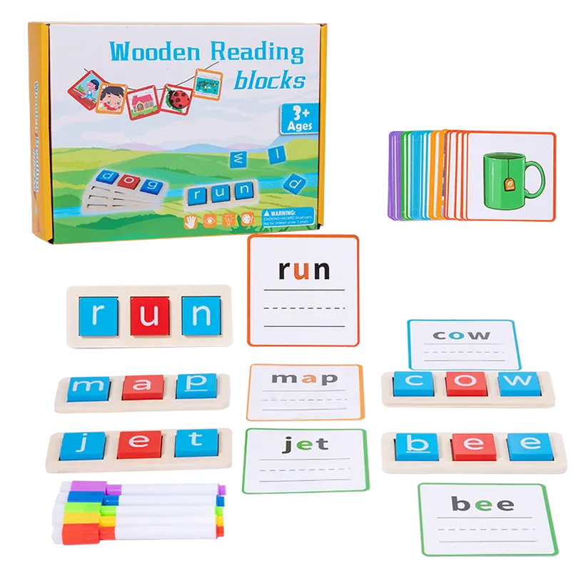 Montessori De Madeira Aprendizagem Brinquedos Educativos Leitura Inglês Blocos Letras Palavras Cognitivas Ortografia Jogos Para Crianças