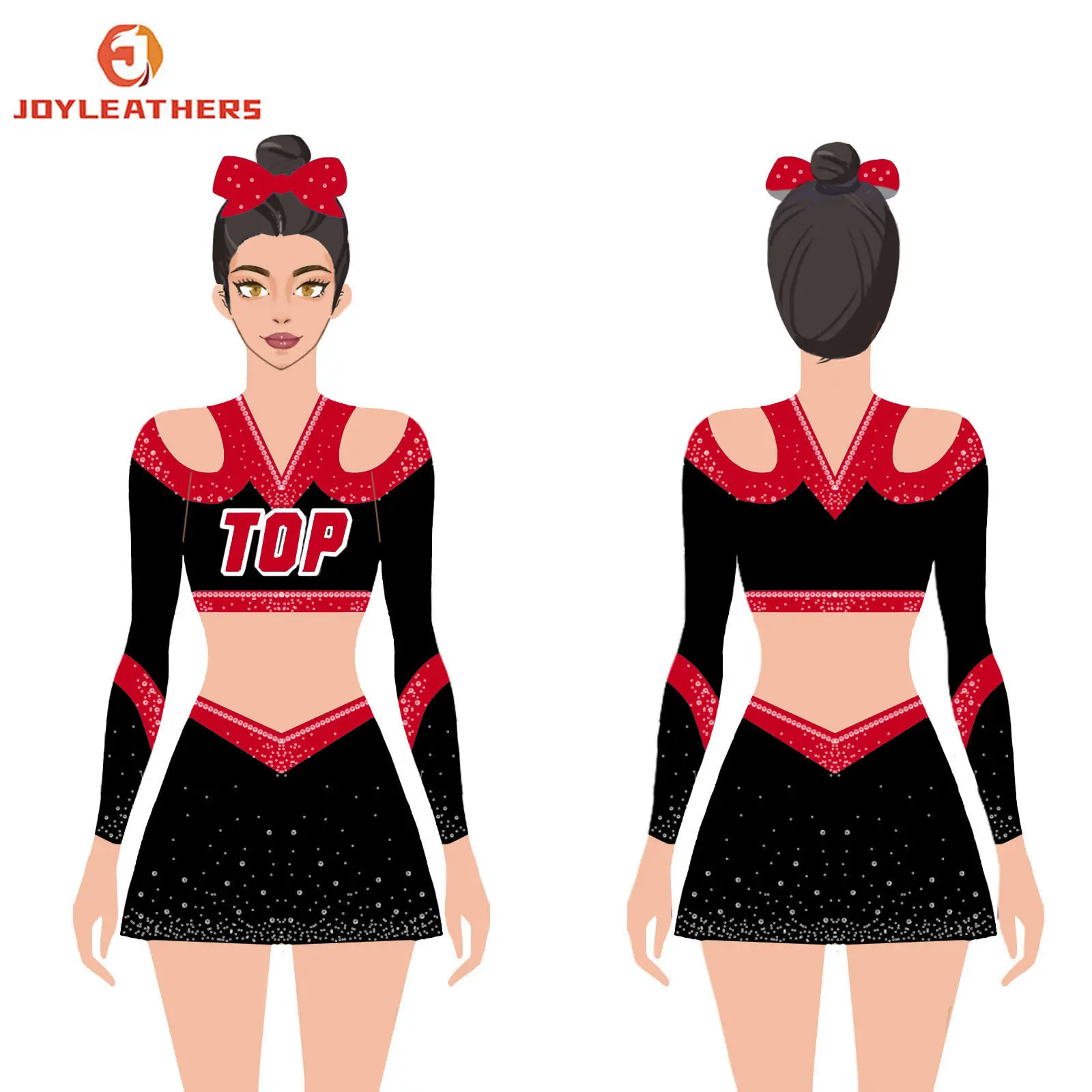 Neuzugänge Cheerleaderuniform Teen Cheerleader-Kostüme mit Strasssteinen
