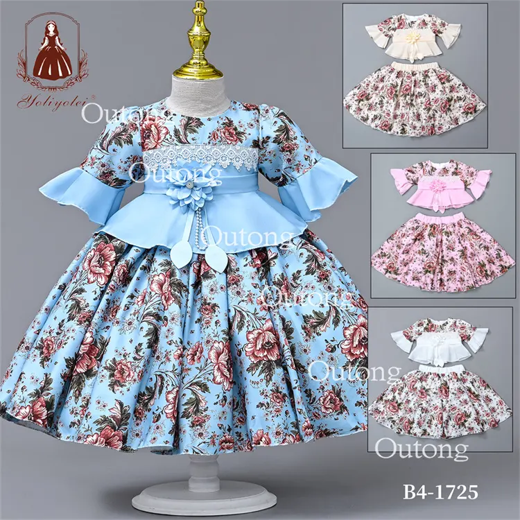 Yoliyolei vestidos para bebês, atacado sem mangas de princesa, de alta qualidade, com laço, flor, para meninas, vestido de casamento, aniversário