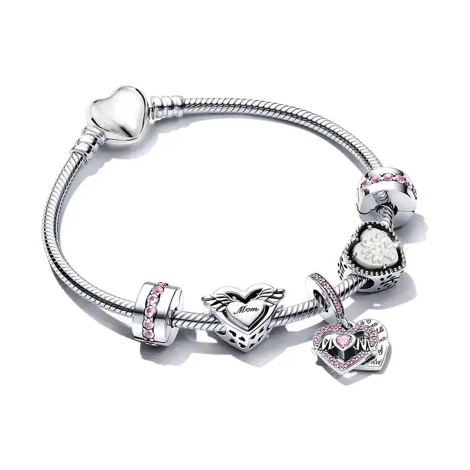 Pulseira de amizade barata, amizade da mãe, branco, amor, mão, coração, pingente para pulseiras