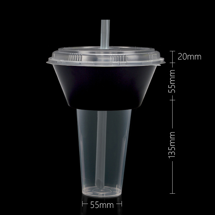 black bowl+clear cup+clear lid+straw