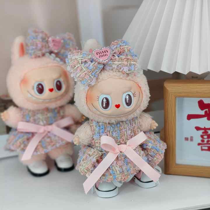 Blind Box Cross-Border Labubu Doll with Pink Princess Skirt Only Rab Cloth Doll Shoes & Clothes Surprise Gift