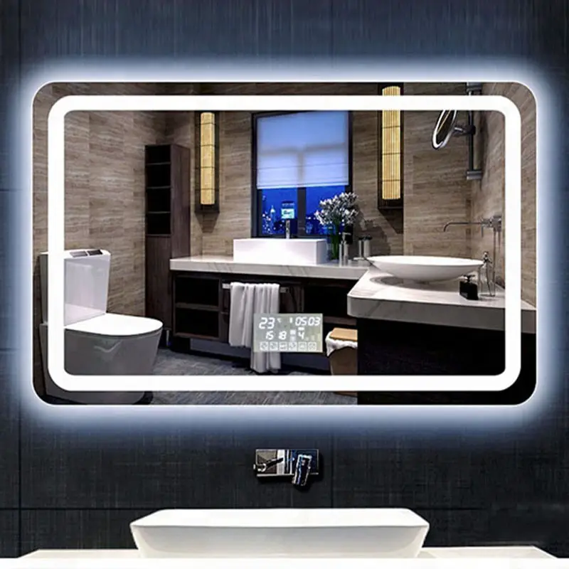 Venta caliente LED iluminado vanidad de baño espejo con espejo de