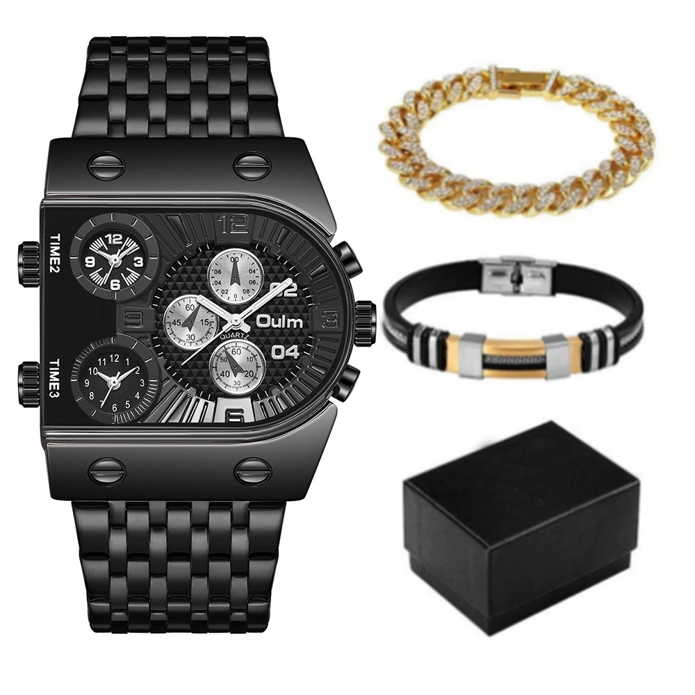 5 Oulm 9315 Black Black Watch with Bracelet and Box