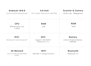 最新的4.0英寸4G IP67 GMS全球定位系统NFC加固智能PDA终端手持式1D 2D条形码扫描仪，带16GB只读存储器库存管理 - Product Image 4