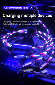 OEM cep telefonu kablo Usb şarj 3 In 1 Usb şarj veri Led Usb çok fonksiyonlu kabloları akan Led işık şarj kablosu - Product Image 4