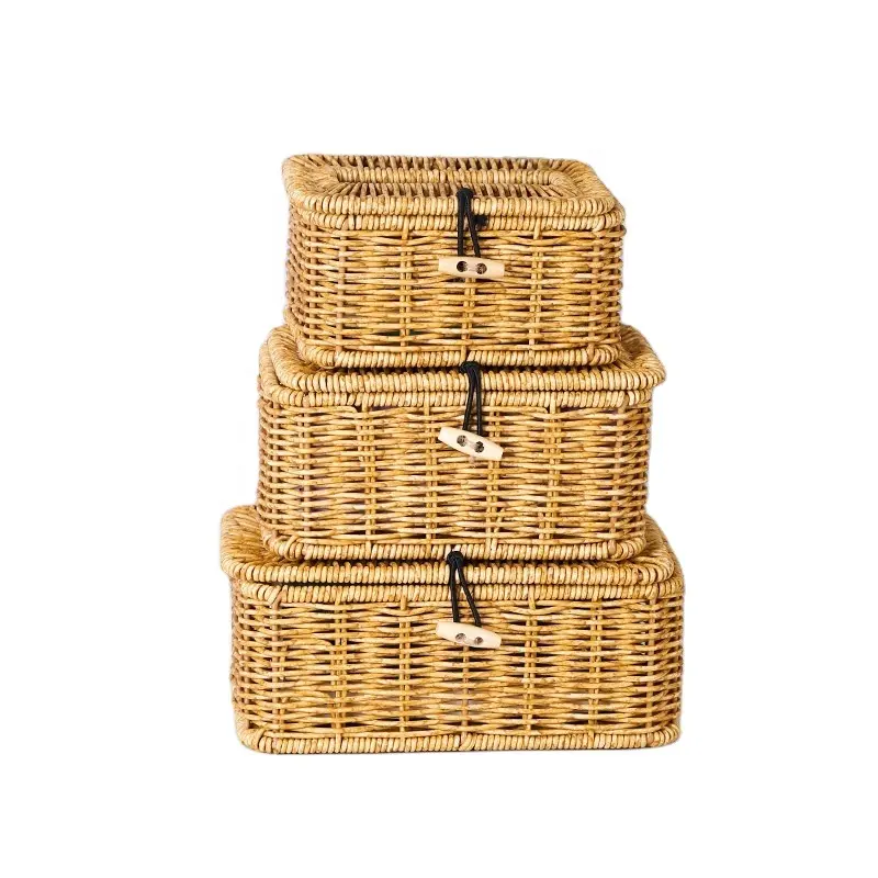 Gran oferta, caja de pañuelos plegable de alta calidad, cesta hecha a mano de ratán con diseño moderno y elegante Simple de Carehome