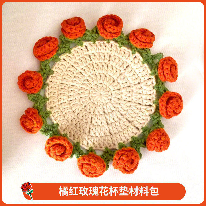 Kit de matériel pour dessous de verre fleur orange-rose