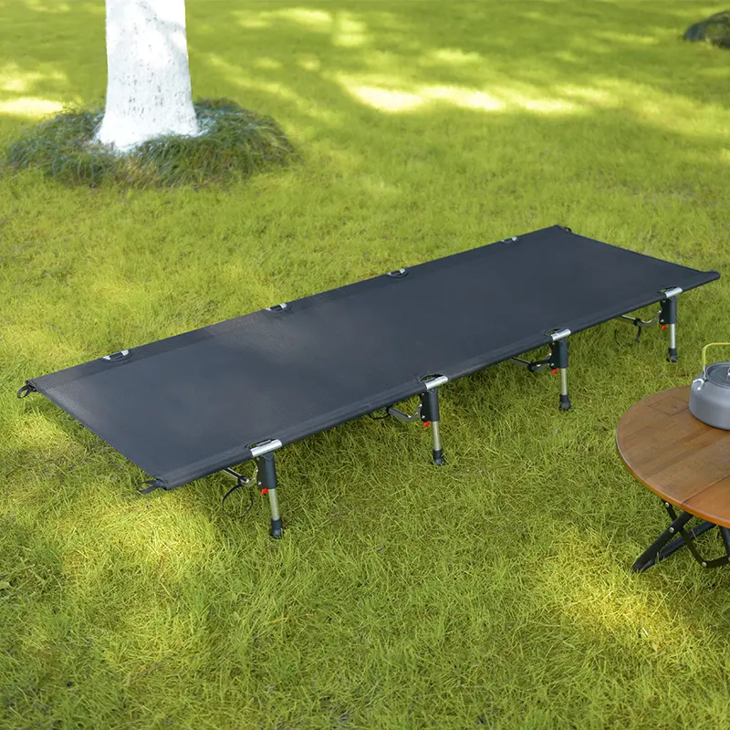 Cama Plegable ligera de aluminio portátil para acampar al aire libre con estructura fuerte