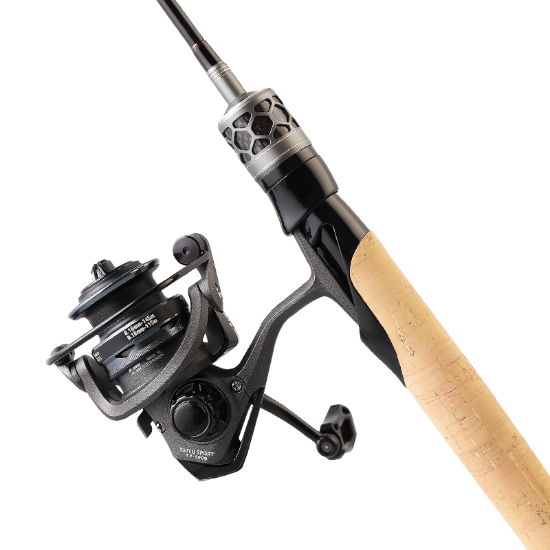 Grey spinning rod with reel