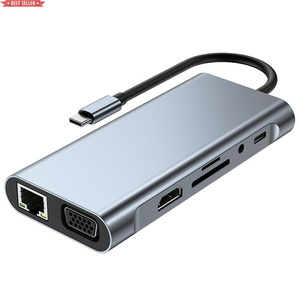 Jumon USB C HUB 11 in 1、4K VGA PD USBイーサネットSDTFカードリーダー3.5mmAUXドッキングタイプCラップトップデバイスと互換性があります - Product Image 5