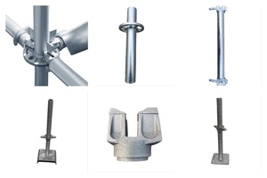 Andamio de bloqueo de anillo de construcción con disco Vertical Ledger estándar Diagonal Brace Base Plate Jack U Head
