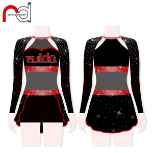Üç parçalı Cheer seti OEM 2020 AB kristal cheer üniformaları kraliyet kırmızı performans cheeleader üniforma - Product Image 3