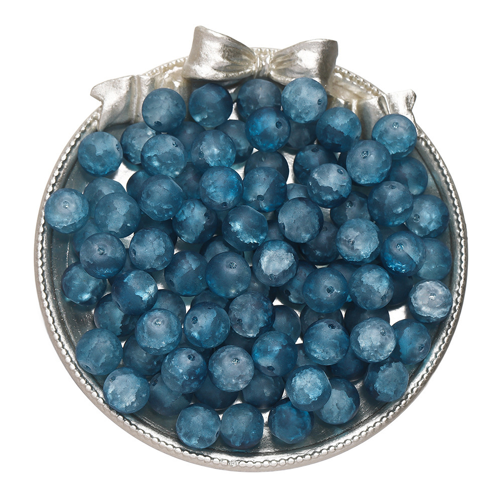 Perles de verre dépoli 10 mm - bleu profond
