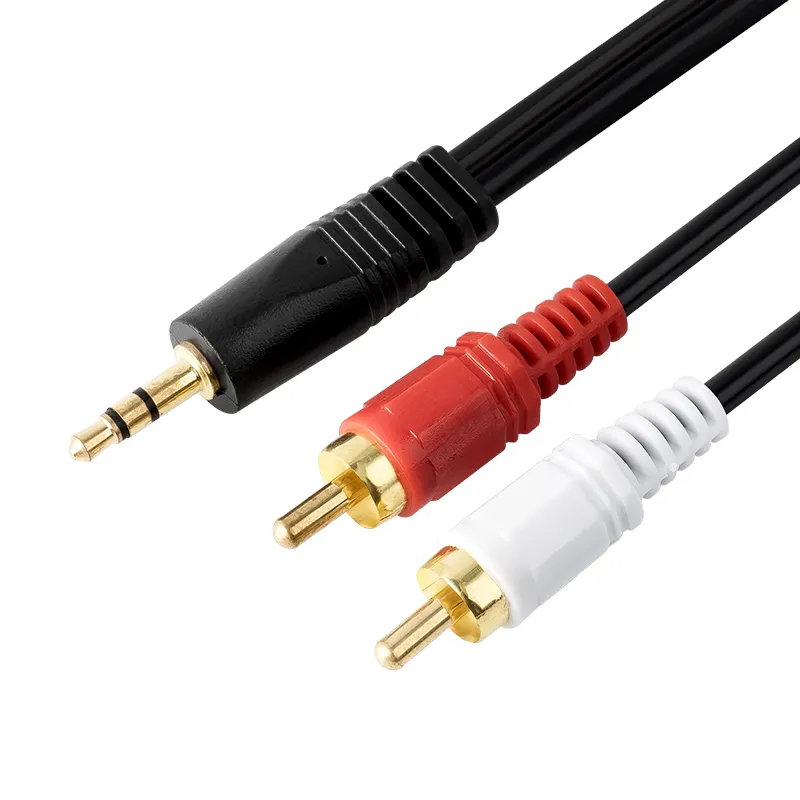 1.5เมตร3.5มิลลิเมตรถึง2rca สาย Rca ไปยังสเตอริโอคอมพิวเตอร์สายสัญญาณเสียงสายเคเบิล Av Rca