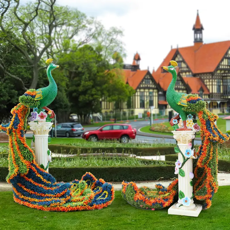 Grama artificial para jardim, decoração animal, estátua de grama verde para decoração ao ar livre, escultura de arte em parques