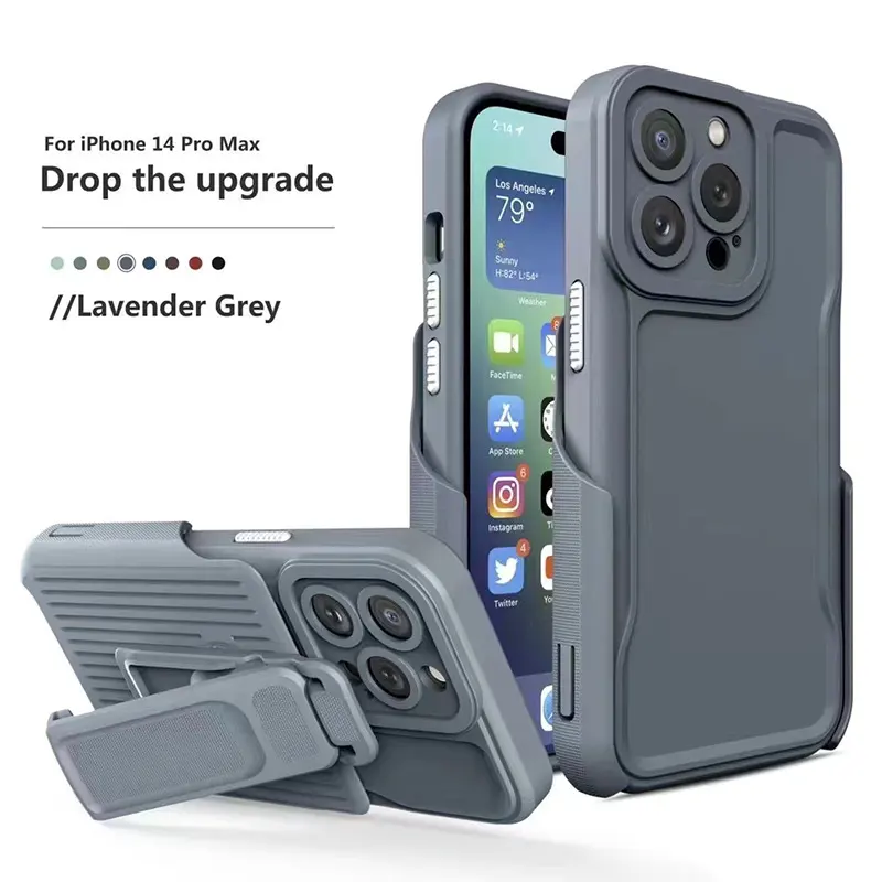 IPhone 13 14 ProMax用の新しいヘビーデューティー360度回転アーマードベルトクリップ電話ケース落下防止ブラケット高級電話ケース