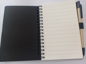 Benutzer definiertes Logo Kleines Taschenbuch Eco Kraft Paper Cover A6 Spiral block mit Stift und Haft notiz - Product Image 6