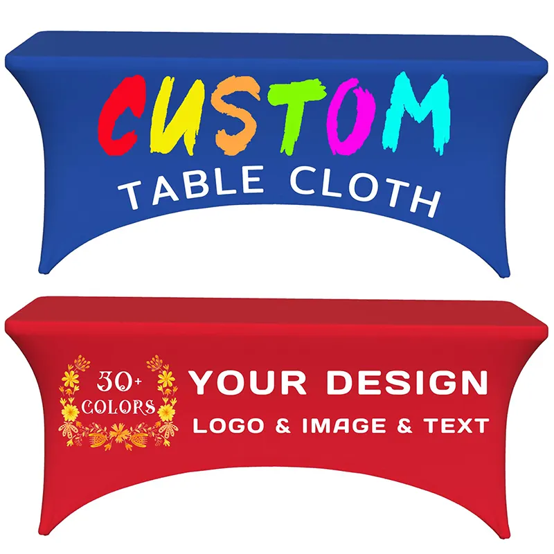 Personalizado spandex comercial logotipo mantel animando fiesta Mesa ropa para bodas decoraciones