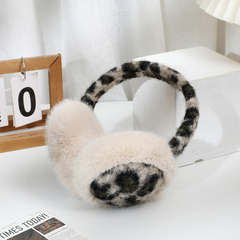 Multicolor camouflage mink folding earmuffs-beige