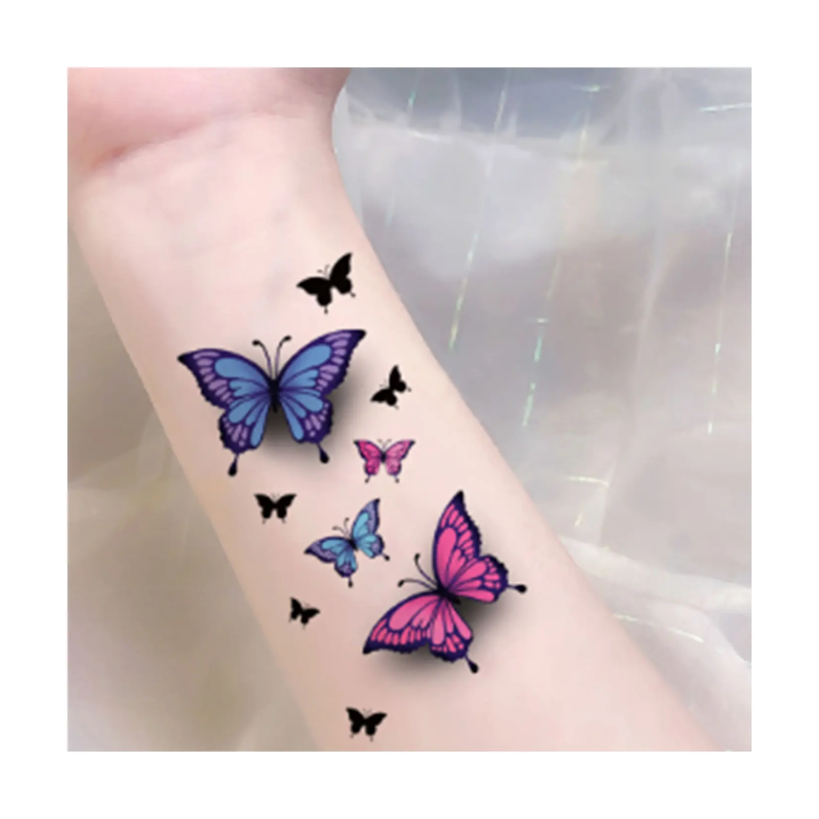 Nouveau lancement 3D étanche temporaire papillon fleur tatouage autocollants 3D papillon tatouage autocollants