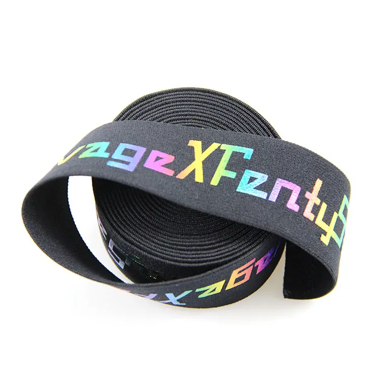 Renkli 2 inç genişliğinde elastik bel bandı dikiş için 3D baskılar ile kişiselleştirilmiş özel Logo baskılı şerit 2 ''elastik bantlar