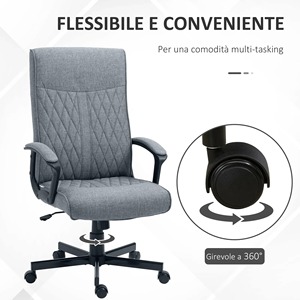 Vinsetto回転オフィスチェアロッキング機能と調整可能な高さ65x72x102-112.5cmグレー