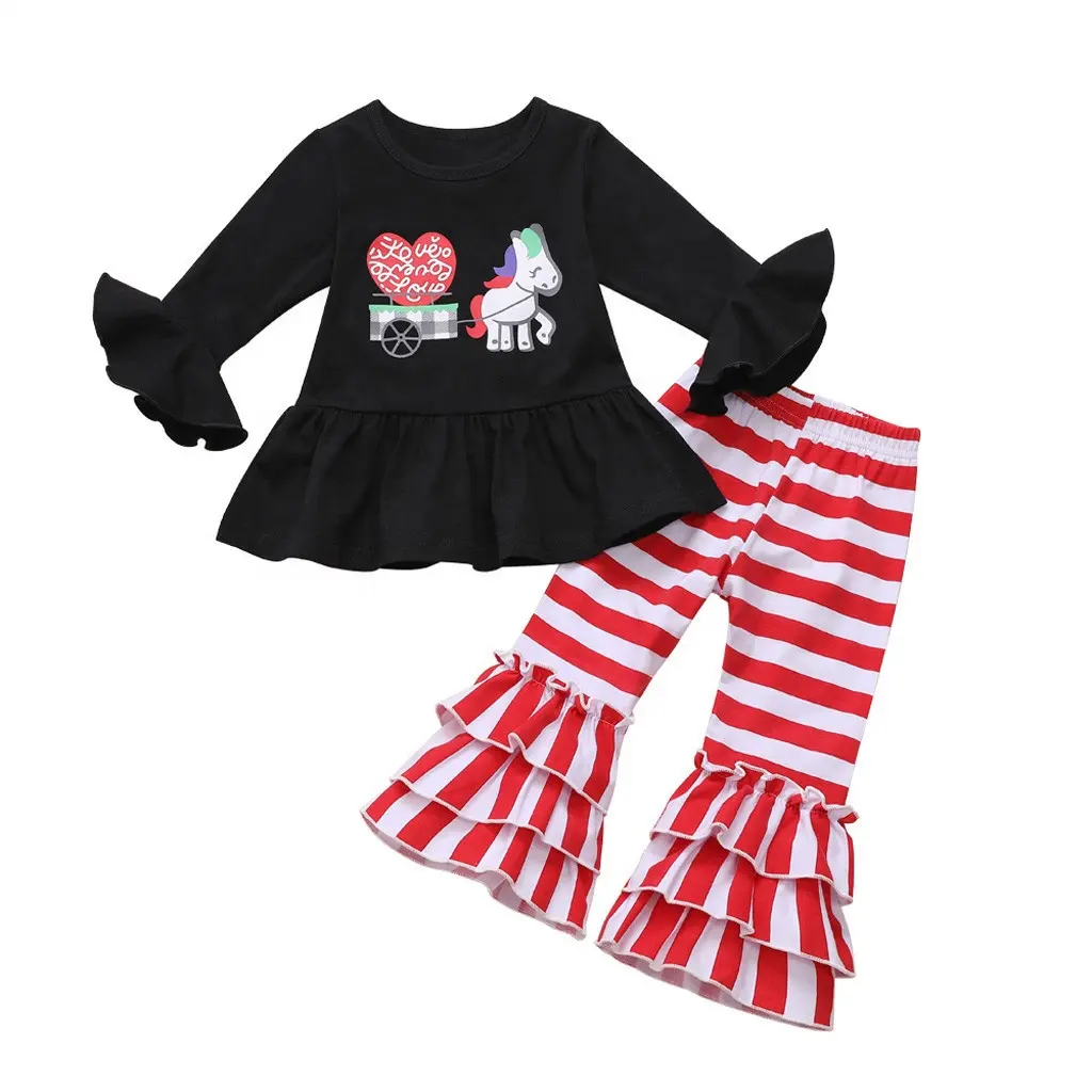 2 adet bebek kız rahat giyim setleri çocuk butik sevgililer günü kıyafetler
