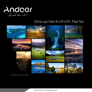 Andoer 58mm UV CPL+Close-Up+4 +Star 8-Point <strong>Filter</strong> <strong>Circular</strong> <strong>Filter</strong> Kit <strong>Circular</strong> <strong>Polarizer</strong> Macro Close-Up 8-Point <strong>Filter</strong>