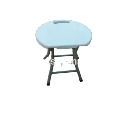 Mini taburete de plástico para un asiento, tapa redonda de HDPE, patas de acero inoxidable, asiento de 30x33cm para acampar, taburete de alta calidad, mini silla plegable