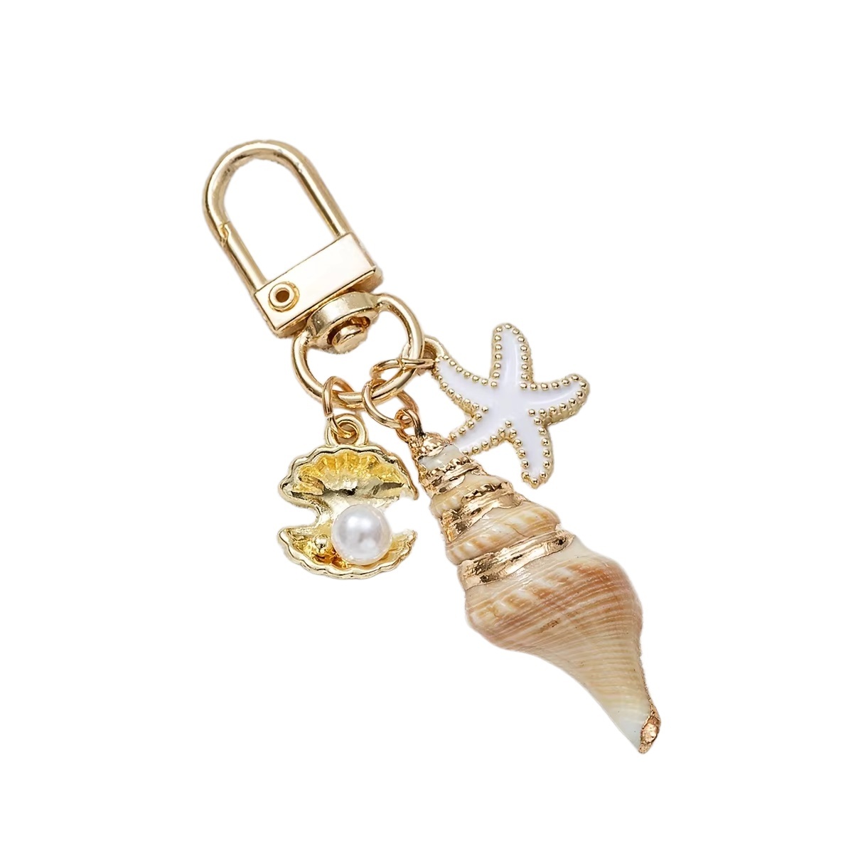Shell Conch Starfish Seashell Pearl KeyChain