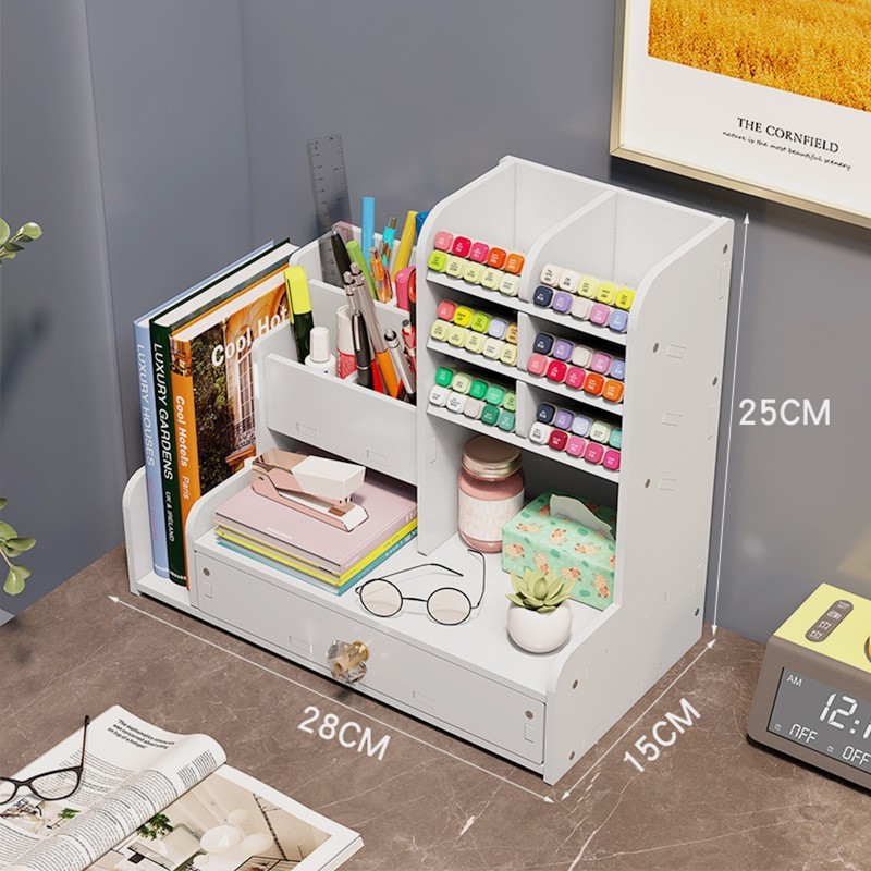 10-compartment pen holder bookshelf