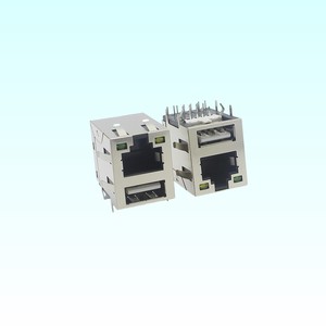 Female RJ45 Connector USB <strong>Type</strong>-A 2.0 Plug Copper Shielded Ethernet Connector LED Indicators EMI Finger-for <strong>Network</strong> <strong>Connectivity</strong> - Product Image 1