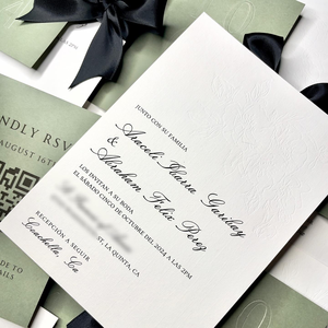 Luxury Custom Beautiful Emboss Paper Wedding Invitations Card With Rsvp <strong>Booklet</strong> - Product Image 2