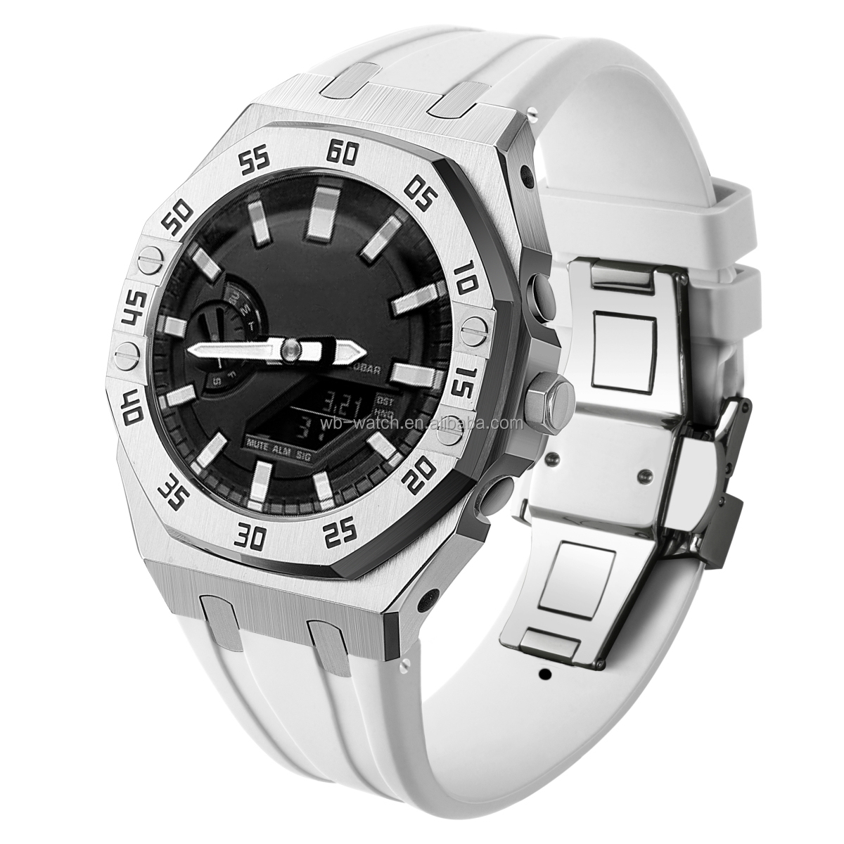 Silver Case+White Band